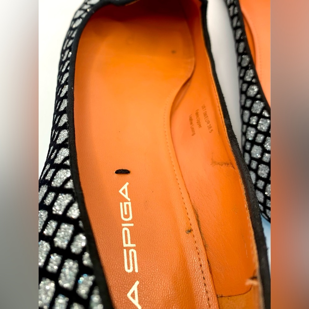 Via Spiga Edina Ballet Flats - Black w/ Silver Sparkle - 7.5M - Picture 11 of 12